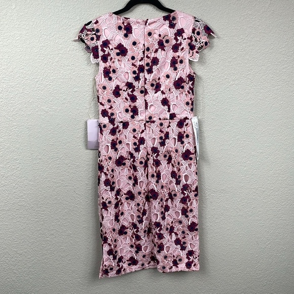 NWT JS Collections Guipure Lace Knee Length Ladys Dress Pink Boysenberry Sz 2 - Picture 5 of 14